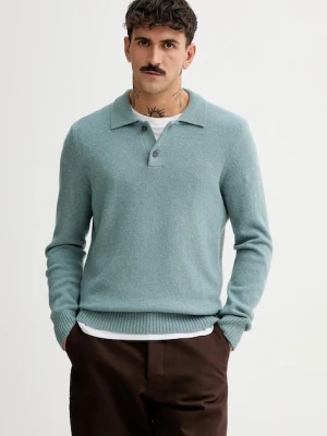 Marc O'Polo sweter z dodatkiem wełny męski kolor turkusowy lekki 530506660390