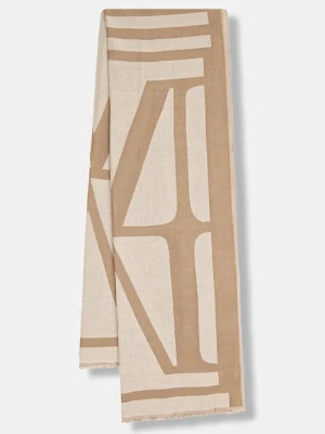 Marc O'Polo szalik z dodatkiem wełny damski kolor beżowy wzorzysty 600803302043