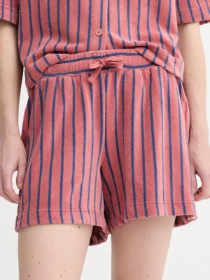 Marc O'Polo szorty bawełniane damskie kolor pomarańczowy wzorzyste high waist 5000006522