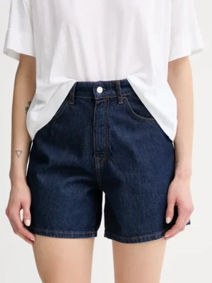 Marc O'Polo szorty damskie kolor granatowy gładkie high waist 5000006745
