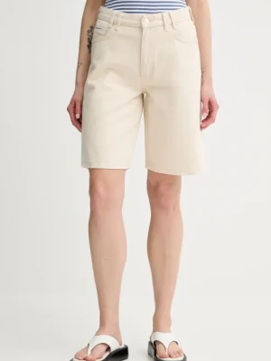 Marc O'Polo szorty jeansowe damskie kolor beżowy gładkie high waist 5000007209