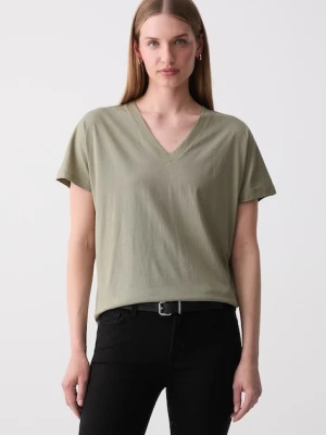 Marc O'Polo T-shirt basic damski bawełniany zielony