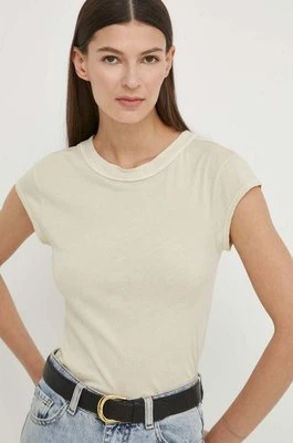 Marc O'Polo t-shirt bawełniany damski kolor beżowy