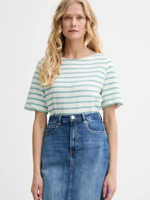 Marc O'Polo t-shirt bawełniany damski kolor turkusowy 516204051243