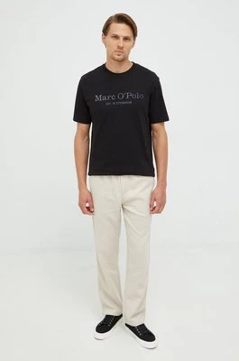 Marc O'Polo t-shirt bawełniany kolor czarny z nadrukiem