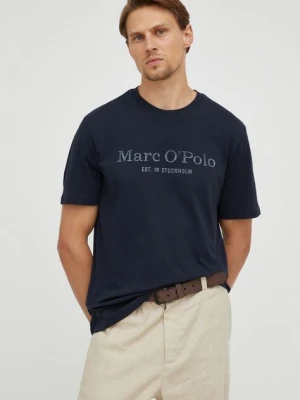 Marc O'Polo t-shirt bawełniany kolor granatowy z nadrukiem B21201251052