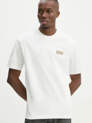 Zdjęcie produktu Marc O'Polo t-shirt bawełniany męski kolor beżowy z aplikacją 520208351112