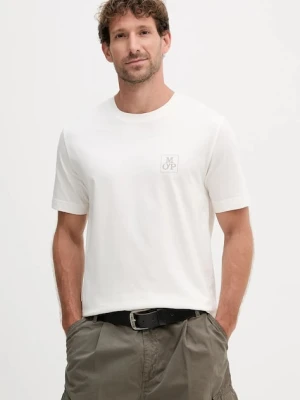 Marc O'Polo t-shirt bawełniany męski kolor beżowy z nadrukiem 526201251128