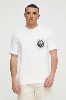 Marc O'Polo t-shirt bawełniany męski kolor beżowy z nadrukiem 422201651062