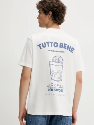 Marc O'Polo t-shirt bawełniany męski kolor biały z nadrukiem 5000007265