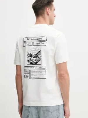 Marc O'Polo t-shirt bawełniany męski kolor biały z nadrukiem 523206451356