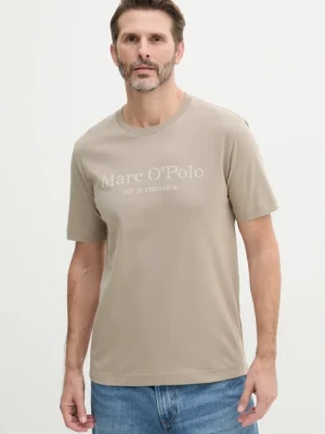 Marc O'Polo t-shirt bawełniany męski kolor brązowy z nadrukiem 523201251052