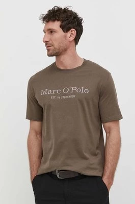 Marc O'Polo t-shirt bawełniany męski kolor brązowy z nadrukiem