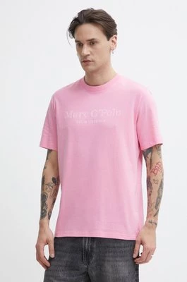 Marc O'Polo t-shirt bawełniany męski kolor różowy z nadrukiem 423201251052