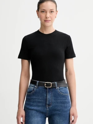 Marc O'Polo T-shirt damski bawełniany z elastanem czarny