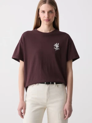 Marc O'Polo T-shirt damski bawełniany bordowy