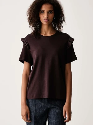 Marc O'Polo T-shirt damski bawełniany bordowy
