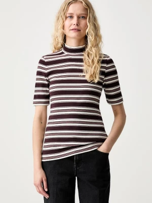 Marc O'Polo T-shirt swetrowy damski z bawełną bordowy