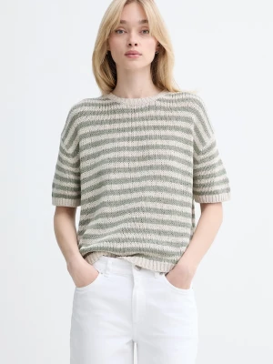 Marc O'Polo T-shirt swetrowy damski z bawełną zielony
