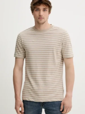 Marc O'Polo t-shirt z domieszką lnu męski kolor brązowy wzorzysty 524216751302