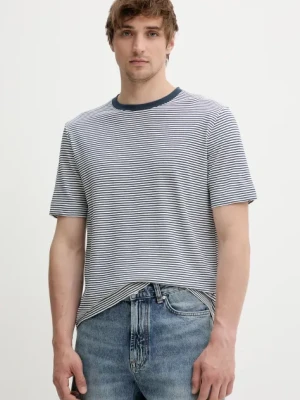 Marc O'Polo t-shirt z domieszką lnu męski kolor niebieski wzorzysty 524216751302