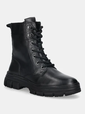 Marc O'Polo trapery skórzane Josy damskie kolor czarny na platformie 50919076301100