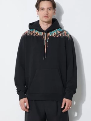 Marcelo Burlon bluza bawełniana Grizzly Wings Regular Hoodie męska kolor czarny z kapturem z nadrukiem CMBB007S24FLE0021020