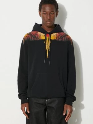 Marcelo Burlon bluza bawełniana Icon Wings Regular Hoodie męska kolor czarny z kapturem z nadrukiem CMBB007F24FLE0011025