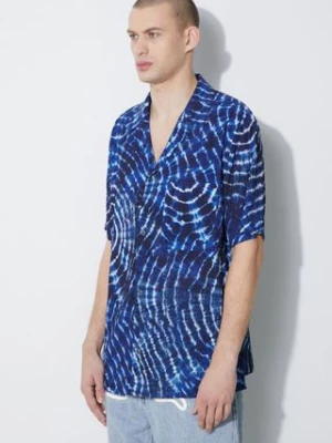 Marcelo Burlon koszula Aop Soundwaves Hawaii Shirt męska kolor niebieski relaxed CMGG001S24FAB0014501