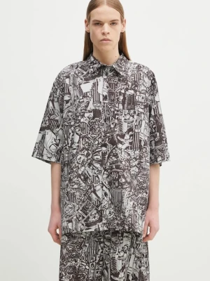 Marcelo Burlon koszula bawełniana Aop Mech Bowling Shirt Dark Grey Medium męska kolor szary relaxed z kołnierzykiem klasycznym CMGG002S25FAB0010706