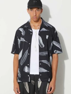 Marcelo Burlon koszula bawełniana Aop Wind Feather Hawaii męska kolor czarny relaxed