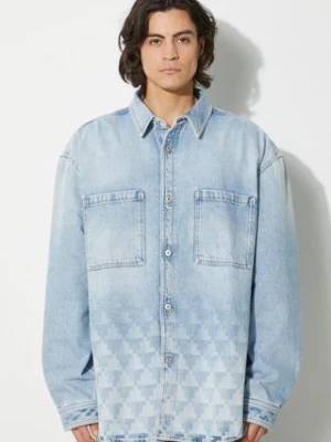 Marcelo Burlon kurtka jeansowa Laser Cross Dnm Overshirt męska kolor niebieski przejściowa oversize CMYE01GF24DEN0014034