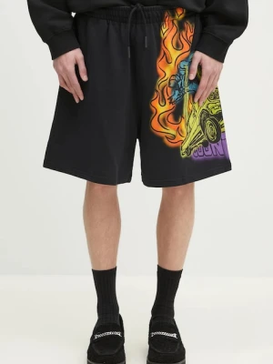 Marcelo Burlon szorty bawełniane County Flame Comfy Sweatshort Black Red