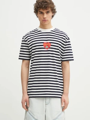 Marcelo Burlon t-shirt bawełniany Bunny Heart Stripe Basic Tee White Navy męski kolor granatowy wzorzysty CMAA056S25JER0060146