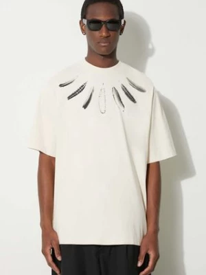 Marcelo Burlon t-shirt bawełniany Collar Feathers Over męski kolor beżowy z nadrukiem CMAA054S24JER0060C10