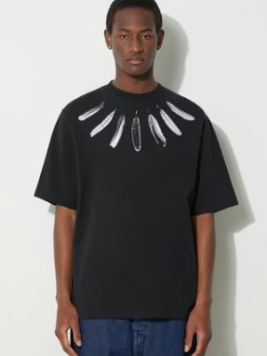 Marcelo Burlon t-shirt bawełniany Collar Feathers Over męski kolor czarny z nadrukiem CMAA054S24JER0061001