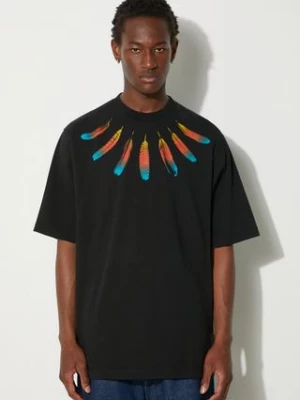 Marcelo Burlon t-shirt bawełniany Collar Feathers Over Tee męski kolor czarny z nadrukiem CMAA054F24JER0041084