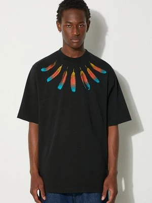 Marcelo Burlon t-shirt bawełniany Collar Feathers Over Tee męski kolor czarny z nadrukiem CMAA054F24JER0041084