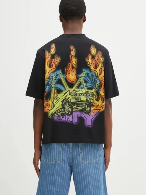 Marcelo Burlon t-shirt bawełniany County Flame Boxy T-Shirt Black Red męski kolor czarny z nadrukiem CMAA05AS25JER0071025