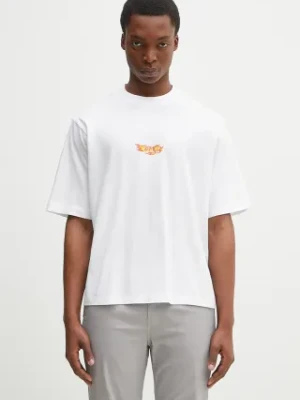 Marcelo Burlon t-shirt bawełniany County Flame Boxy T-Shirt White Red męski kolor biały wzorzysty CMAA05AS25JER0070125