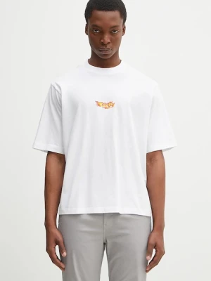 Marcelo Burlon t-shirt bawełniany County Flame Boxy T-Shirt White Red męski kolor biały wzorzysty CMAA05AS25JER0070125