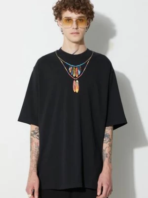 Marcelo Burlon t-shirt bawełniany Feathers Necklace kolor czarny z nadrukiem