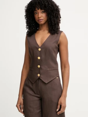 Marciano by Guess kamizelka jednorzędowa damska z dodatkiem lnu JANE