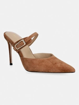 Marciano by Guess klapki na szpilce damskie zamszowe