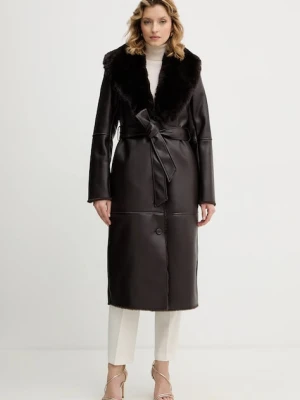 Marciano by Guess płaszcz ZOEY kolor brązowy 5BGL42 7387A