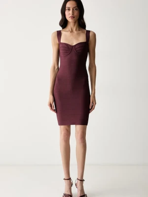 Marciano by Guess sukienka bodycon z wiskozą NIKKI bordowy