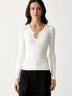 Marciano by Guess sweter damski z wiskozą JAMILA beżowy