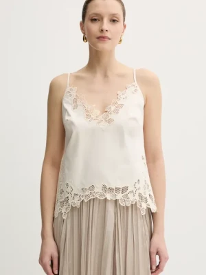 Marciano Guess bluzka bawełniana BROOKE damska kolor beżowy gładka 5GGH23 7313A