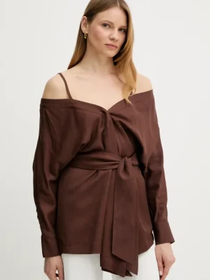 Marciano Guess bluzka GRETA damska kolor brązowy gładka 5GGH37 7316A
