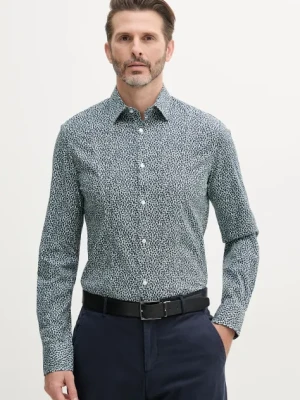 Marciano Guess koszula męska kolor niebieski slim z kołnierzykiem klasycznym 4GHH02 4388Z